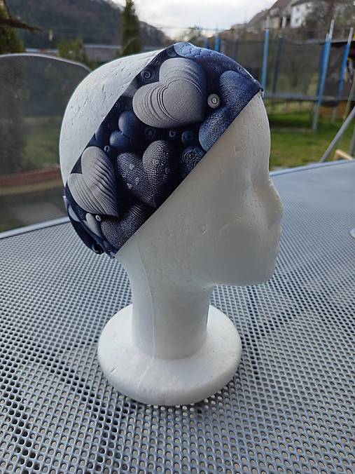 Čiapky, čelenky, klobúky - Čelenka Srdiečka modré - 17435838_