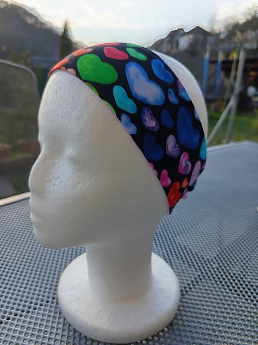 Čiapky, čelenky, klobúky - Čelenka Srdiečka na čiernej  - 17435873_