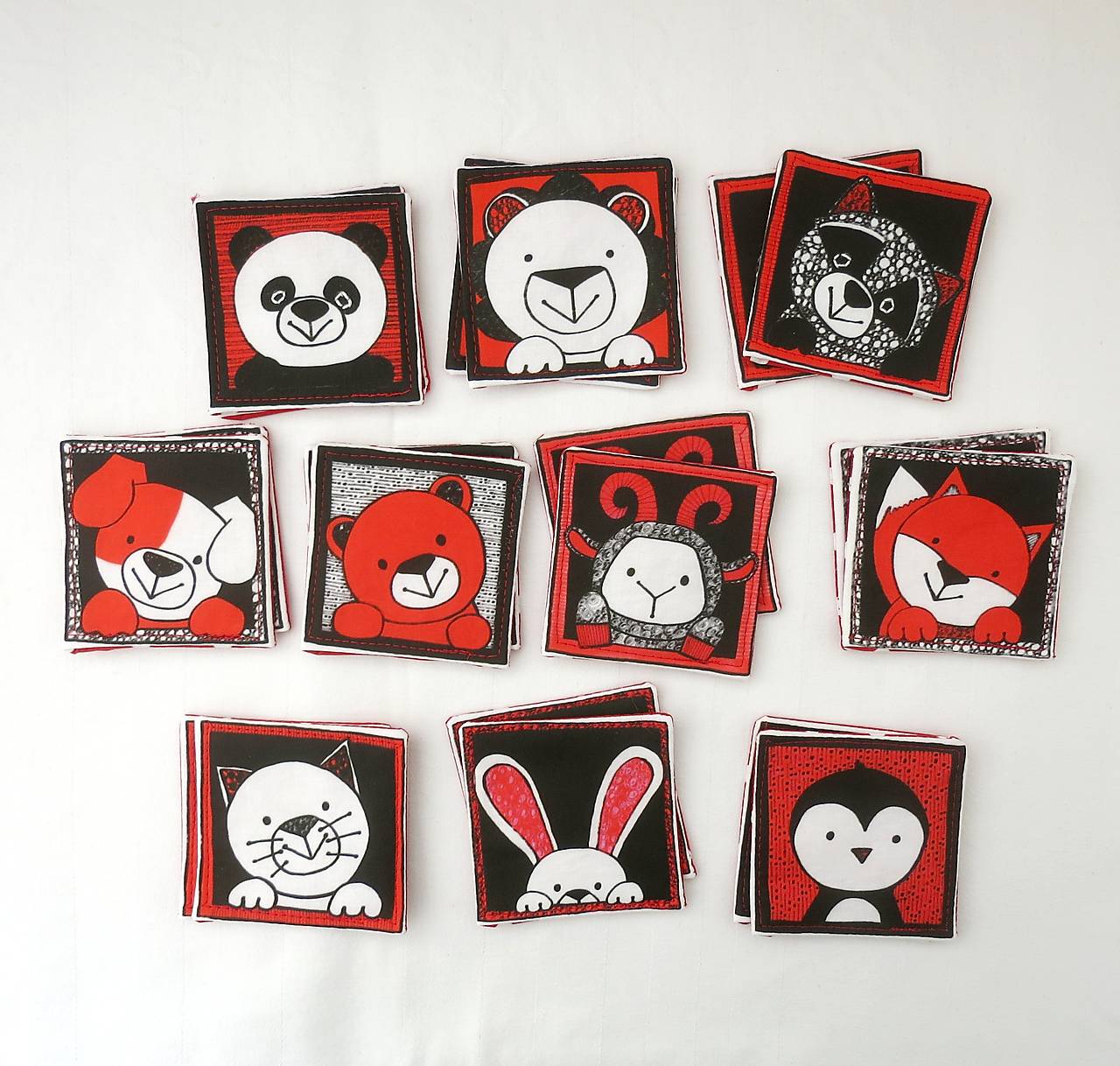 Textilné pexeso (kontrastné zvieratká - sada 1)