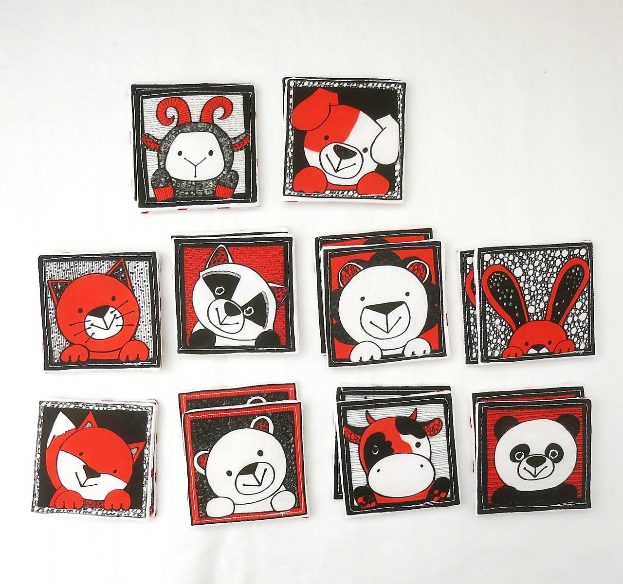 Textilné pexeso (kontrastné zvieratká - sada 2)