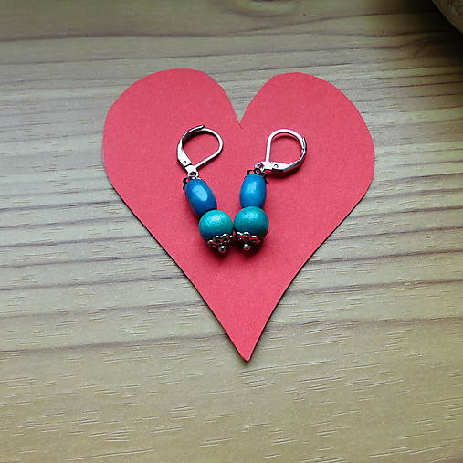 Náušnice - Naušnice dřevěné .....tyrkysové - 17438162_