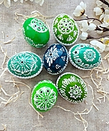 Dekorácie - Madeirové kraslice v zelených tónoch do košíka - 17437832_