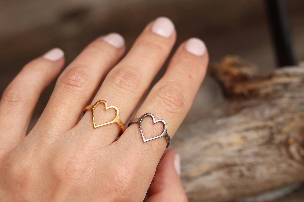 Prsteň z nerezovej ocele - srdce