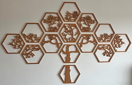 Dekorácie - Hexagonal Wall Art (Hnedá - Wood) - 17437800_