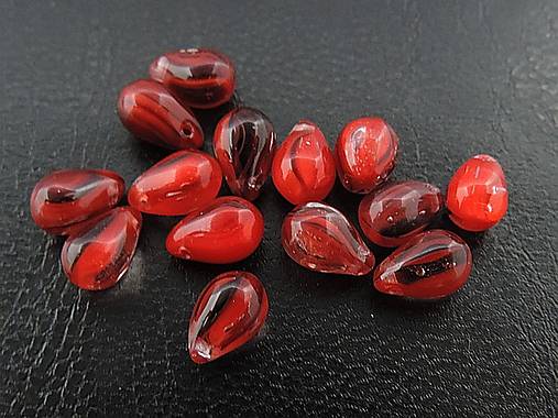 Korálky - Mačkané korálky - kvapka -9x6mm- vínová -25 ks (OKS-ac-004) - 17441421_