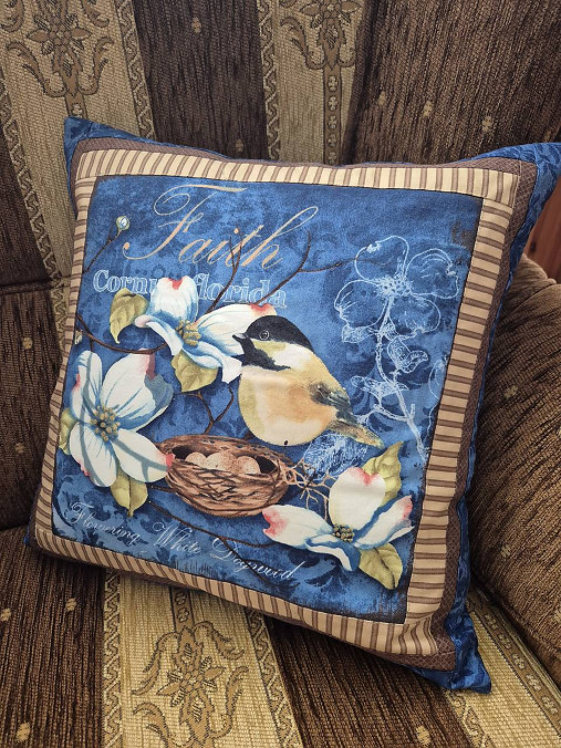 Úžitkový textil - Jarné vankúše vtáčiky1 - modré - 17440036_