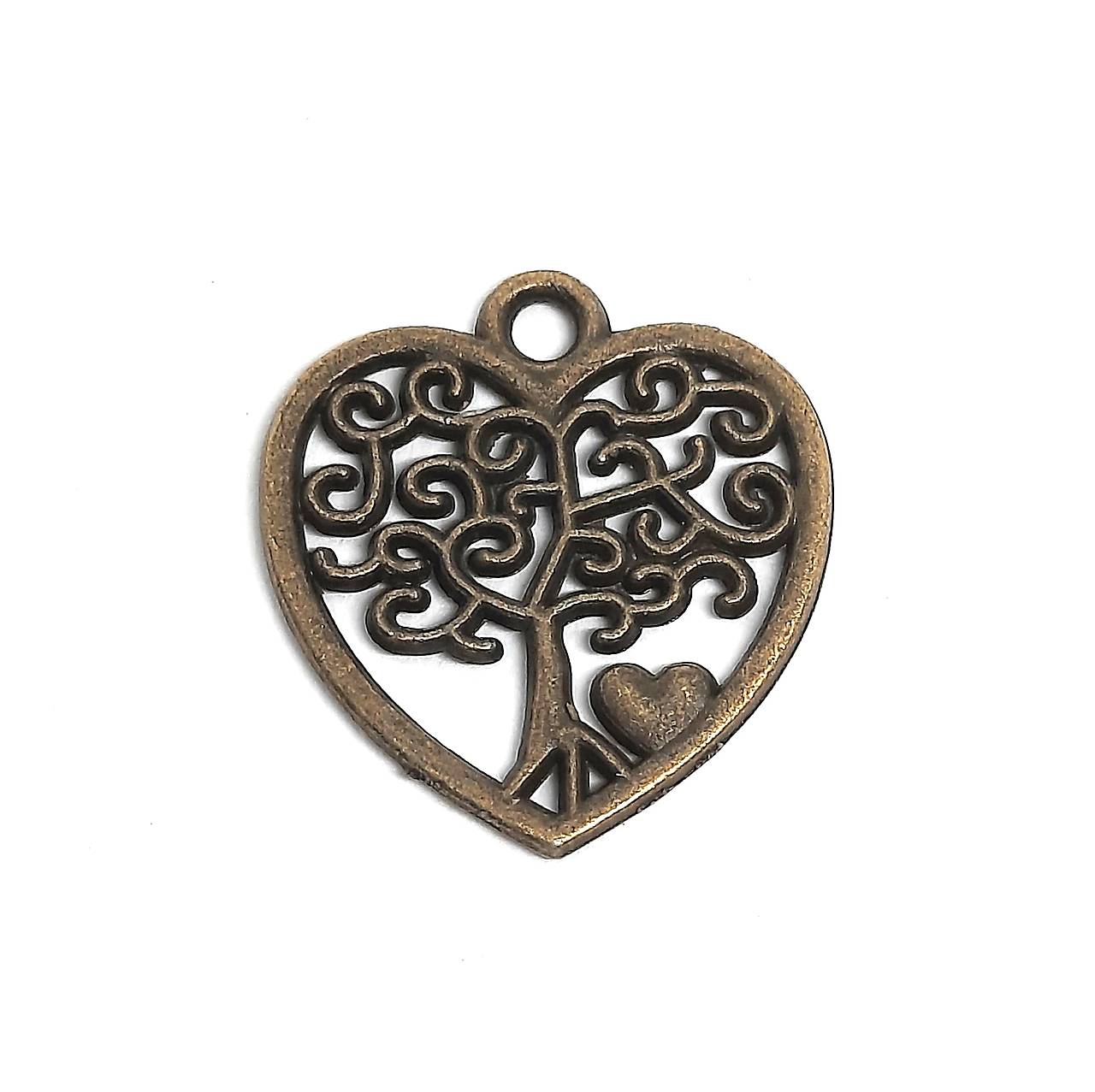 Kovový prívesok-srdce 17x18mm-1ks (bronz)
