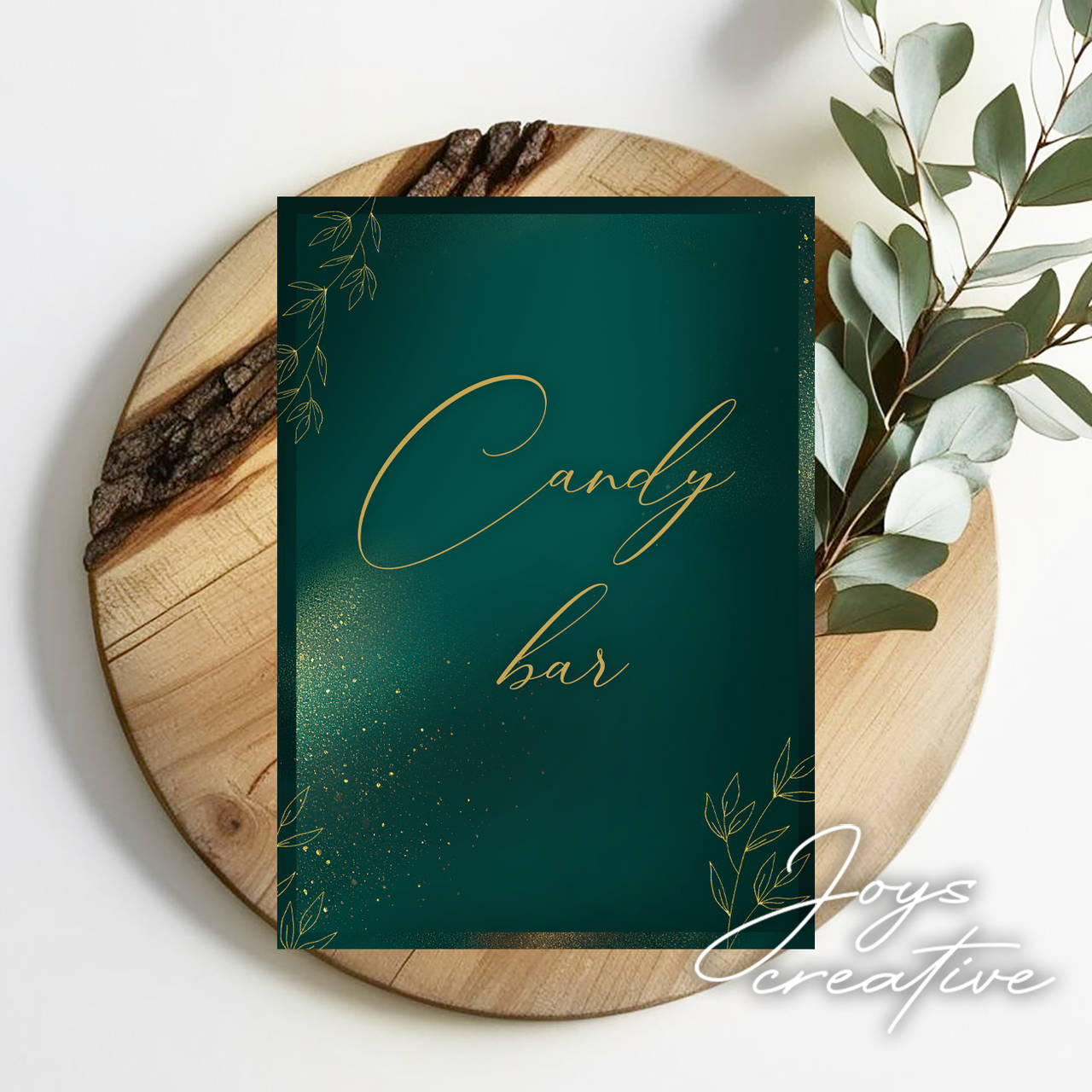 Plagát do candy baru, sladkého bufetu, luxusný smaragdový štýl A03