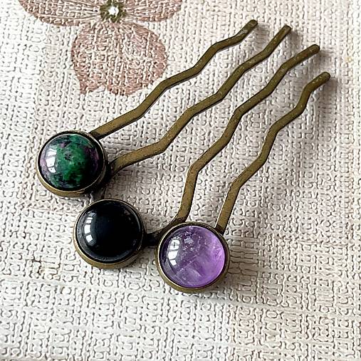 Elegant Bronze Gemstone Hair Comb / Hrebienok do vlasov s minerálmi E064
