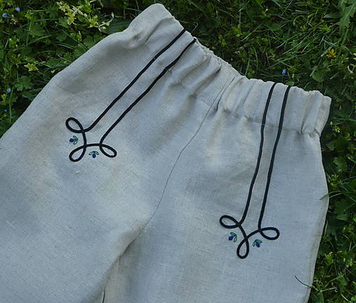 Detské oblečenie - Ľanové galoty folklór 110/116 - 17447436_