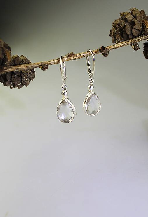 Náušnice - krištál náušnice - v striebre - 17447590_