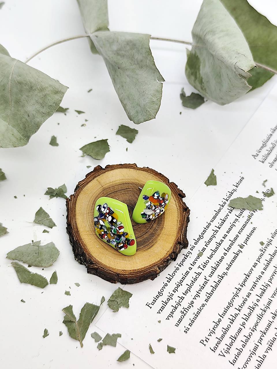 Sklenené asymetrické náušnice "Zara"