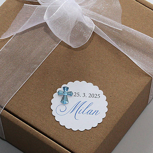 Úložné priestory & Organizácia - Etiketa s modrým krížikom - 17447615_