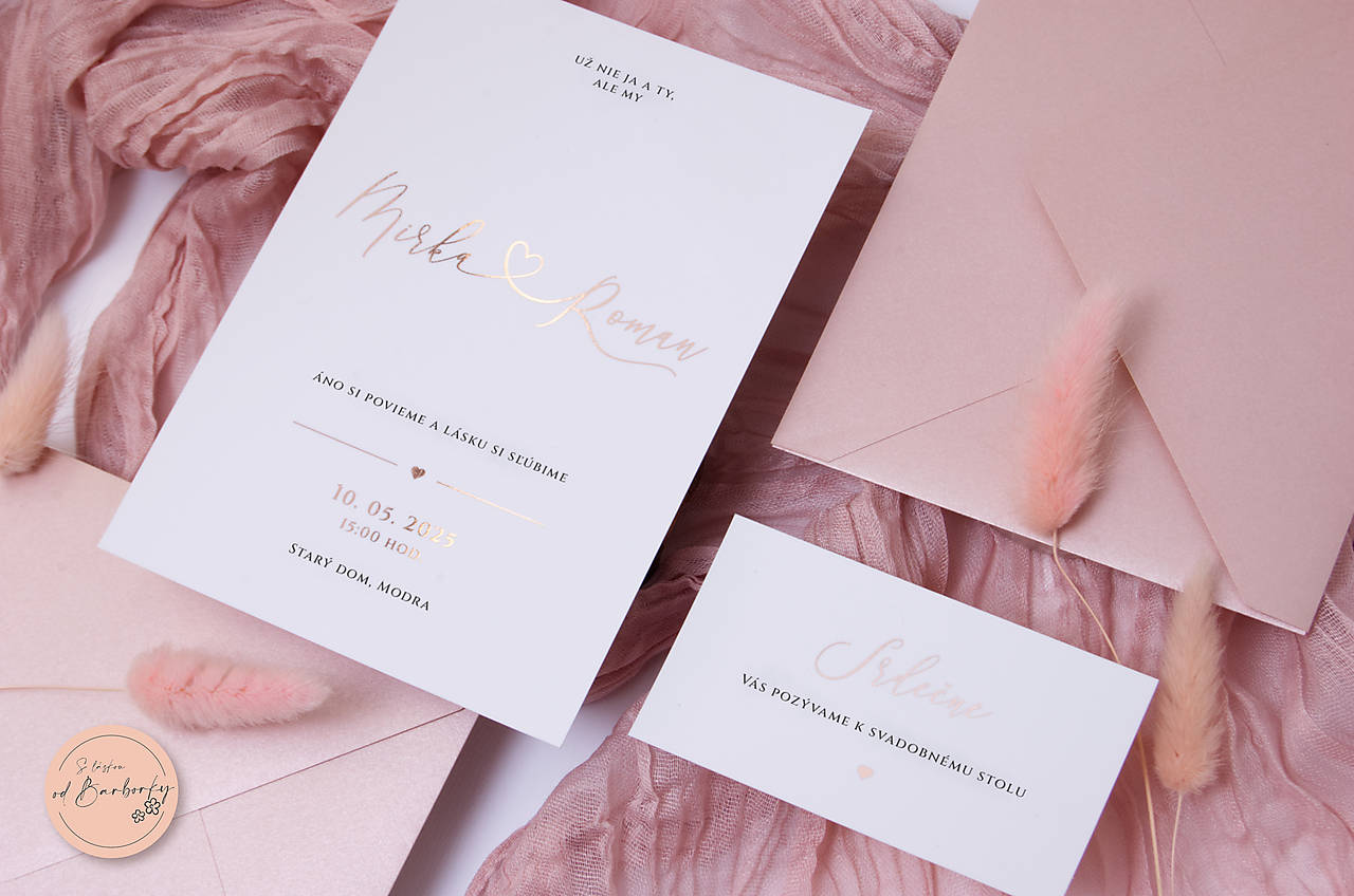 Svadobné oznámenie s metalickým zlátením C#82