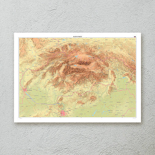 Grafika - Slovensko — dekoratívna topografická mapa - 17447347_