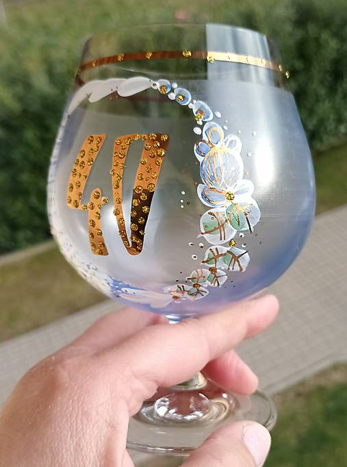 Nádoby - Výročný pohár k 40-tke modrý - 17450537_