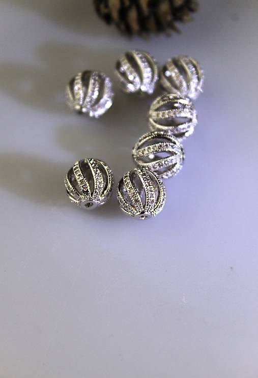 Komponenty - štrasová korálka strieborná 10mm - 17448913_