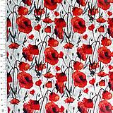 Textil - maky na sivej, 100 % predzrážaná bavlna EÚ, šírka 140 cm - 17448345_