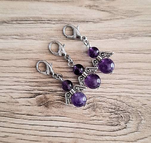 Kľúčenky - Minerálový minianjelik (Ametyst) - 17450446_