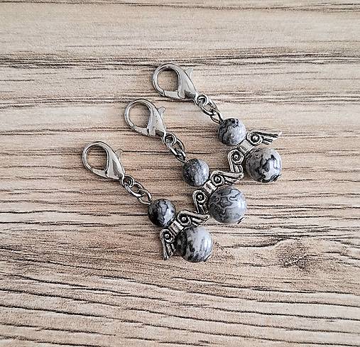 Kľúčenky - Minerálový minianjelik (Jaspis šedý) - 17450460_