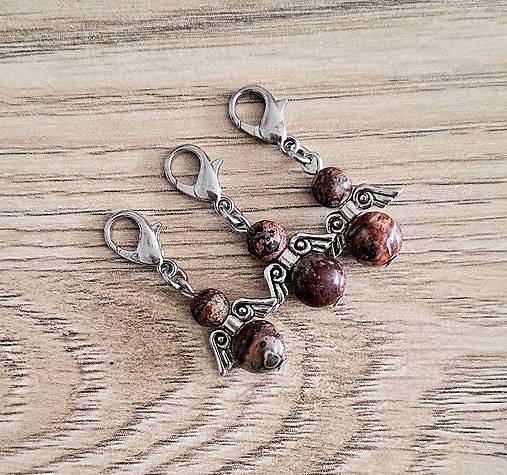 Kľúčenky - Minerálový minianjelik (Jaspis leopardí) - 17450461_