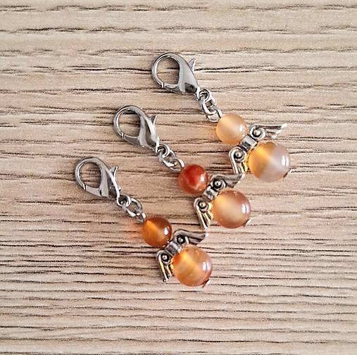 Kľúčenky - Minerálový minianjelik (Karneol) - 17450481_