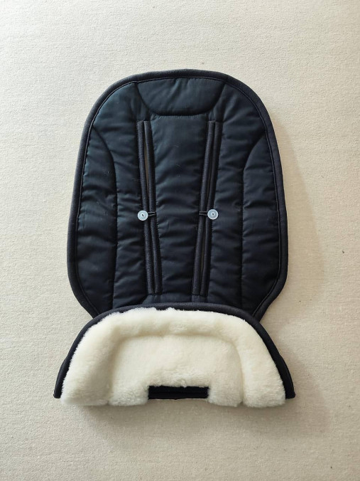 Detský textil - Vlnienka Podložka do kočíka CYBEX Gazelle S 2 100% Merino top super wash Natural Bavlna čierna - 17451953_