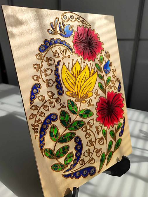 Dekorácie - Veľkonočné vajce, dekoracia folklór + stojan  - 17452386_