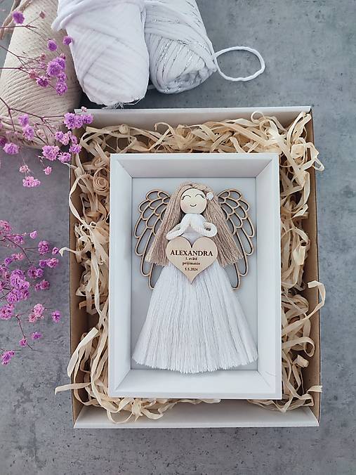 Dekorácie - Macrame anjel prvé sväté prijímanie  - 17454877_