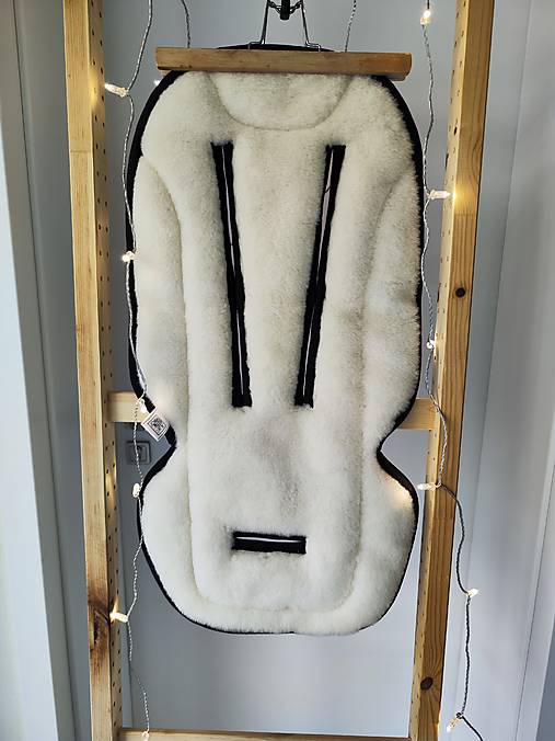 Detský textil - Vlnienka Podložka do kočíka CYBEX Gazelle S 2 100% Merino top super wash Natural 100 % Bavlna čierna - 17455310_