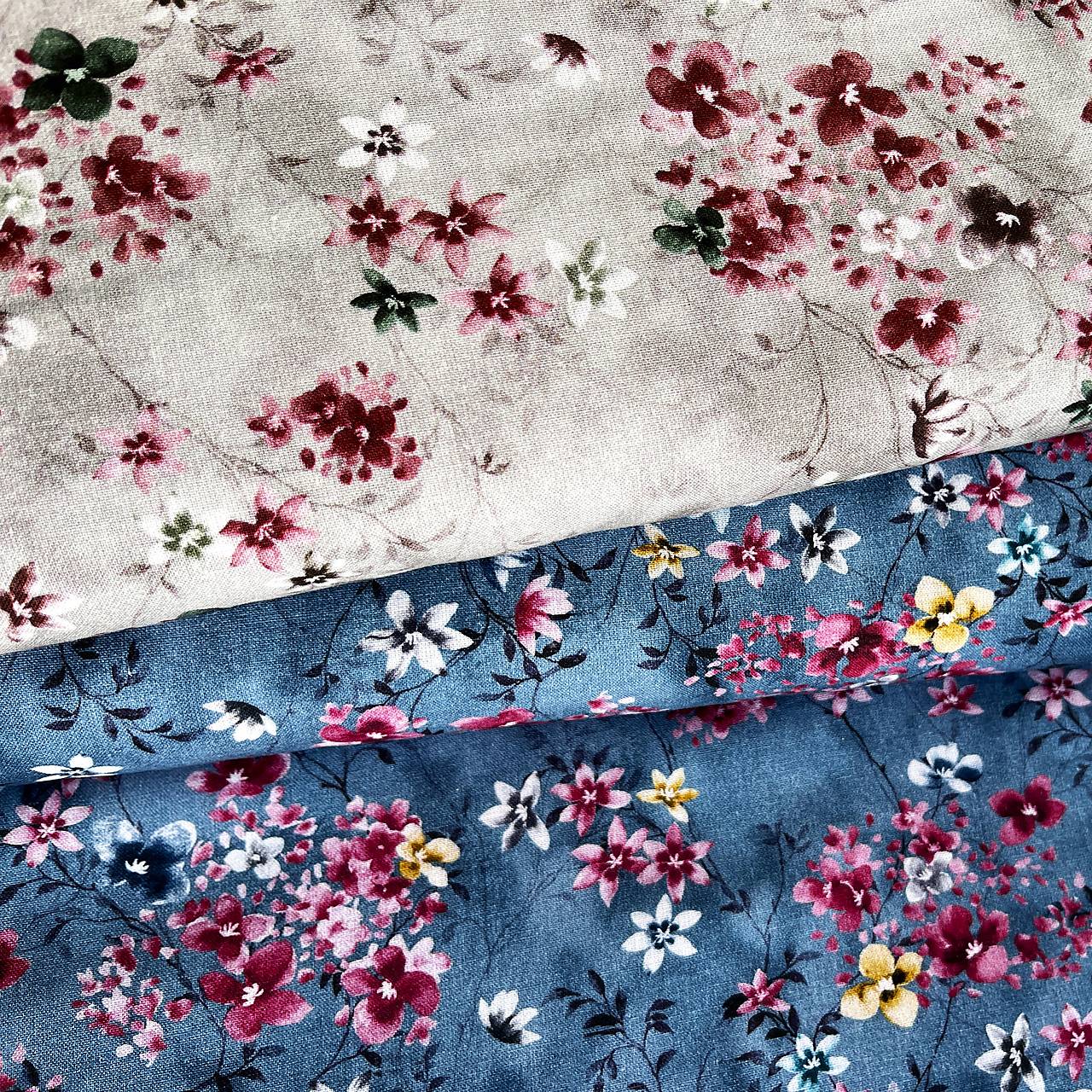 japonské kvety, 100 % predzrážaná bavlna EÚ, šírka 140 cm