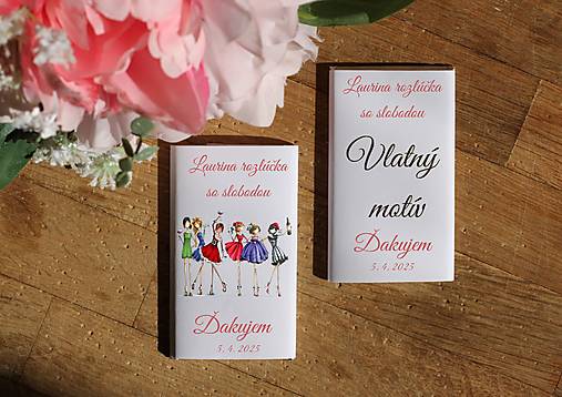 Darčeky pre svadobčanov - Čokoládky Darčeky pre družičky na rozlúčku so slobodou (5 vlastný motív) - 17454468_