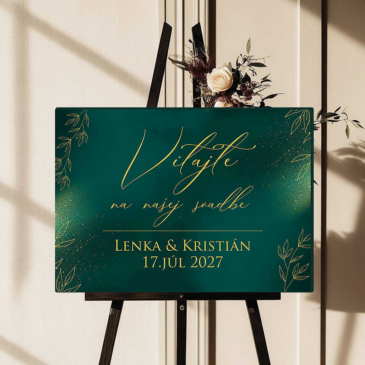 Vitajte na našej svadbe - plátno 50x70cm v luxusnom štýle A03