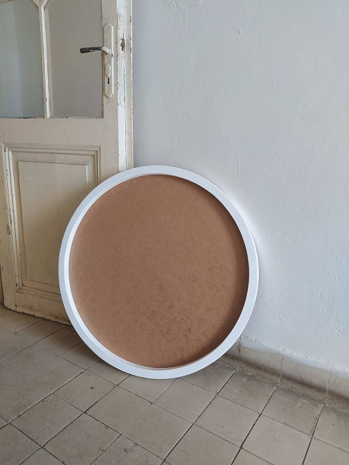 Rámiky - Drevený okrúhly rám na machový obraz biely 70cm - 17454466_