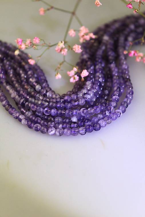 Minerály - ametyst korálky 4mm -polšnúra! - 17458238_