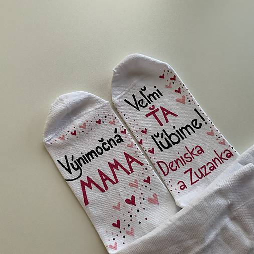 Maľované  ponožky pre výnimočnú MAMU (biele pestrofarebné)
