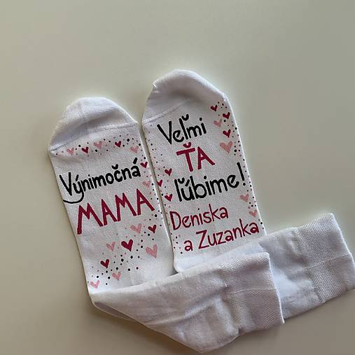 Maľované  ponožky pre výnimočnú MAMU (biele pestrofarebné)