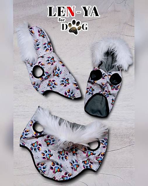 Pre zvieratá - Výpredaj - softshellová vesta Splash paws s bielou kožušinkou - 17459501_