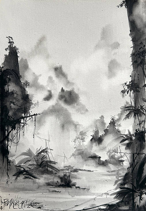 Obrazy - "Gryscale" MAĽBA 20,5cm x 29,5cm - 17460897_
