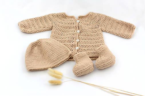 Detské súpravy - Béžový set MERINO - 17461603_