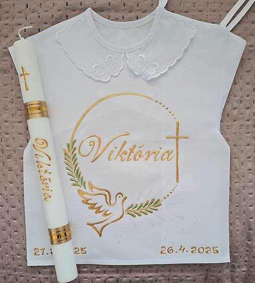 Detské oblečenie - Košieľka na krst + sviečka - 17461053_