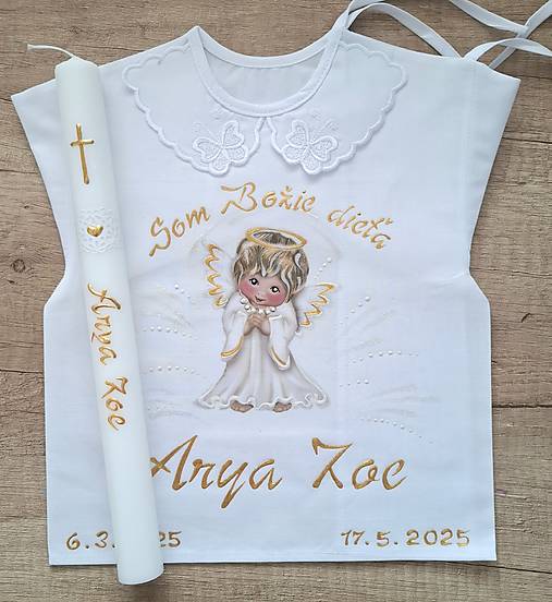Detské oblečenie - Košieľka na krst +sviečka - 17461214_