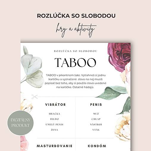 Grafika - Hra na rozlúčku so slobodou: Pikantné TABOO  (digitálny produkt) - 17464169_