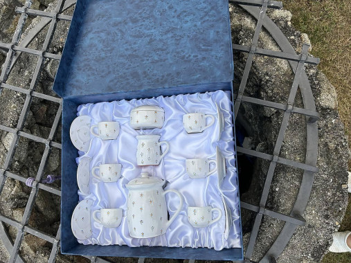 Nádoby - Kávová súprava biela s kvietkom - 16762597_