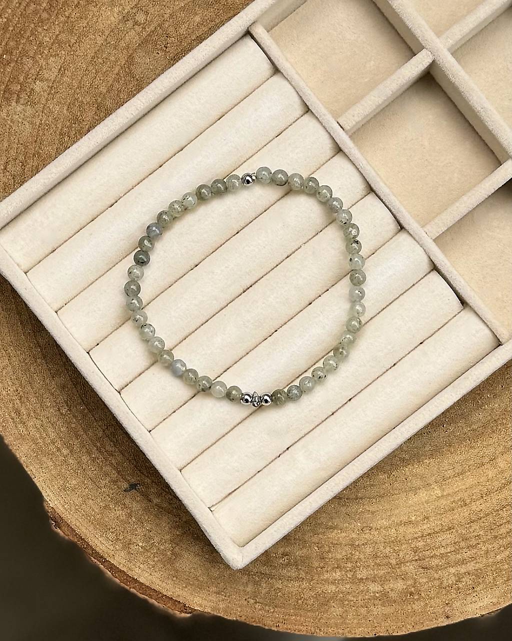 Pánsky náramok Šťastie a Intuícia - Labradorit (sivozelený) a Diamant 