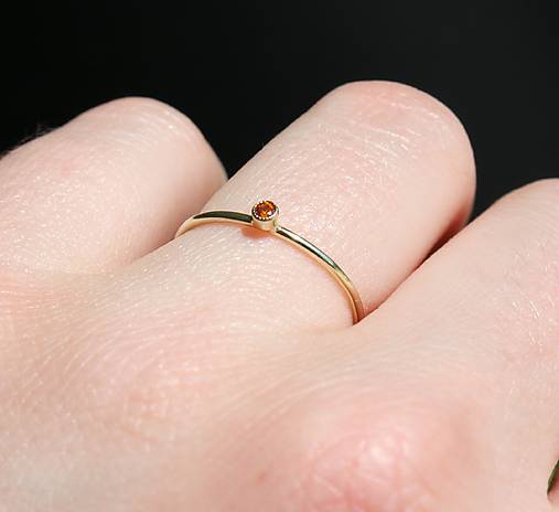 Prstene - Zlatý prsteň mini mini - oranžový - 17464456_
