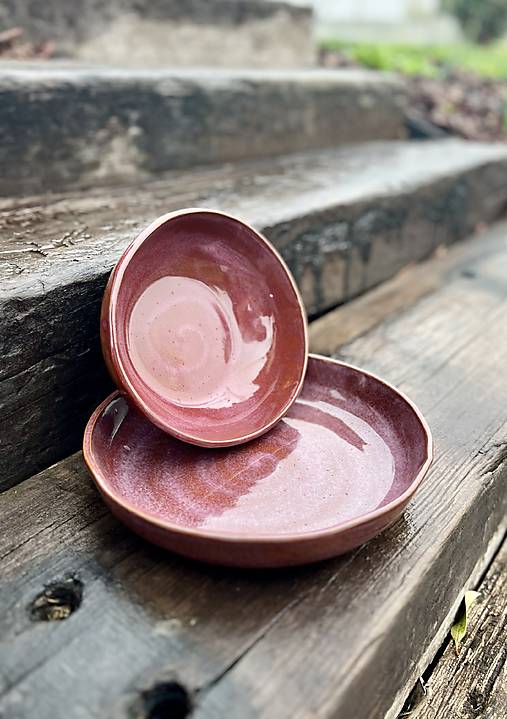 Nádoby - 2x miska bordová kamenina - 17463178_