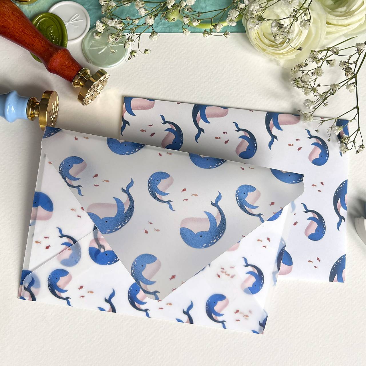 narodeninová/darčeková/gratulačná obálka Veľrybky