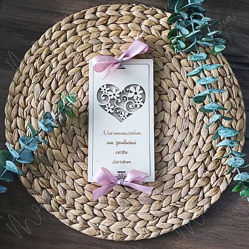 Papiernictvo - Drevená obálka na peniaze "Novomanželom" (Klasická výroba (odoslanie 7 dní)) - 17466070_