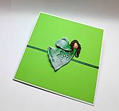 Papiernictvo - Pohľadnica s Anjelikom ...  aj ku krstu (zelený) - 17469664_